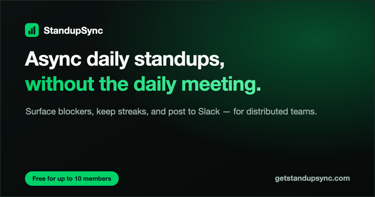 I’ve been working on a small SaaS called StandupSync for remote teams. logo